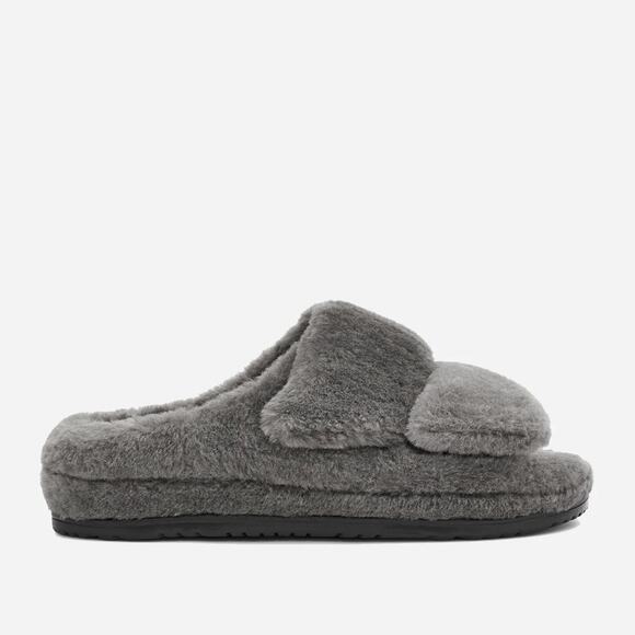 Ugg Fluff That Gray Fuzzy Cozy Wool Blend Slippers Slides Size 9 - Picture 1 of 7